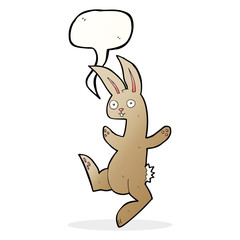funny cartoon rabbit with speech bubble