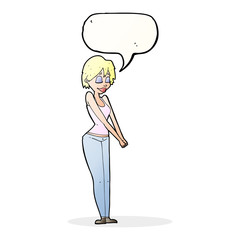 cartoon content woman with speech bubble