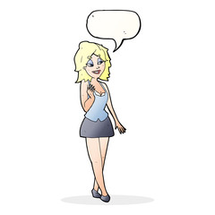 cartoon attractive office woman with speech bubble