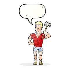cartoon lumberjack with speech bubble