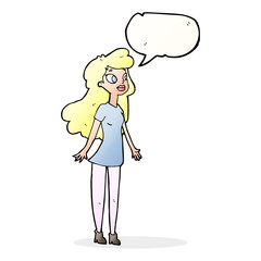 cartoon pretty girl with speech bubble
