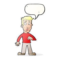 cartoon shocked man with speech bubble