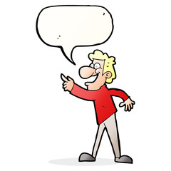 cartoon man pointing and laughing with speech bubble