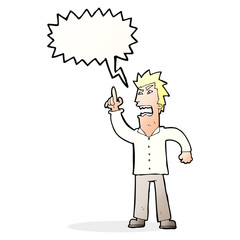 cartoon angry man making point with speech bubble