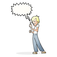 cartoon angry man arguing with speech bubble