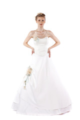 Fototapeta na wymiar Portrait of gorgeous bride wearing wedding dress