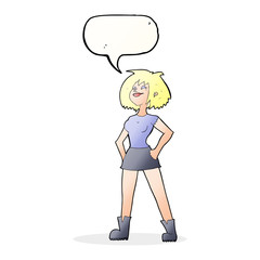 cartoon capable woman with speech bubble