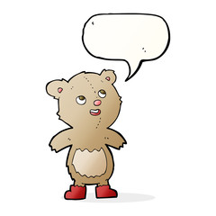 cartoon teddy bear with speech bubble