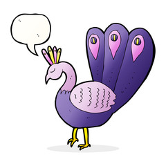 cartoon peacock with speech bubble