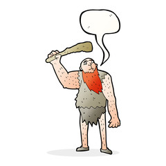 cartoon neanderthal with speech bubble