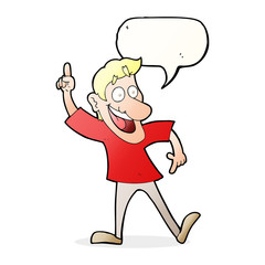 cartoon man with great idea with speech bubble