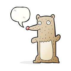 funny cartoon bear with speech bubble