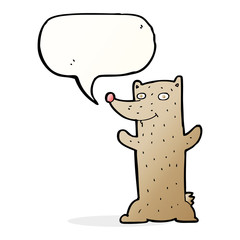 funny cartoon bear with speech bubble