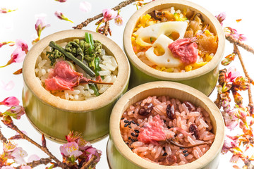 春の三色おこわ Chinese steamed rice of spring