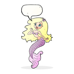 cartoon pretty mermaid with speech bubble