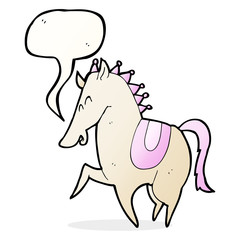 cartoon prancing horse with speech bubble