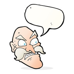 cartoon angry old man with speech bubble