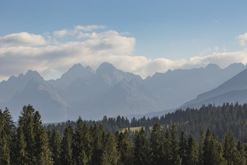 View of Tatra Mountains from hiking trail. Poland. Europe.