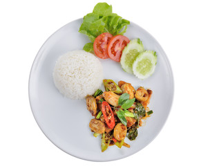 Pork fried mushrooms. thai food