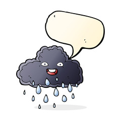 cartoon raincloud with speech bubble