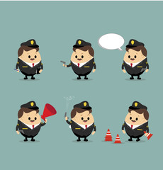 Vector set of Police Officer in action 
