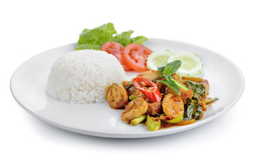 Pork fried mushrooms. thai food