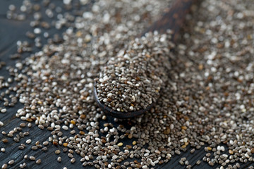chia seeds onw ooden surface