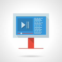 Video blog flat color design vector icon