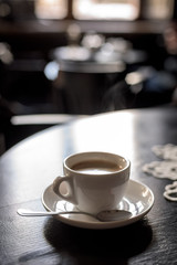 coffee cup on table in cafe