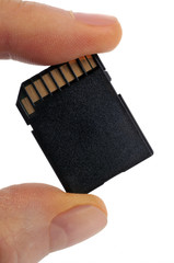 Carte m&eacute;moire en main