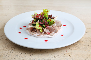 Salad with ham and cheese
