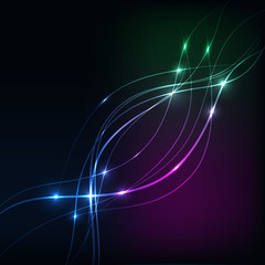 Background with Overlaying wavy lines and hearts abstract on dark background