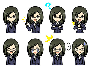 シンプルキャラクター　会話・表情イラスト集　ビジネス　女性B その2