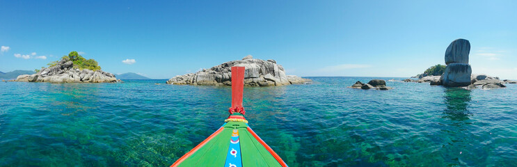 Panorama sea boat with Koh  Lipe island in Satun, Thailand
