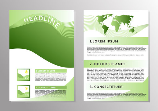 Green Business Brochure Layout Design, Flyer Layout Template, Ve