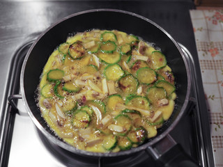 Zucchini and mushroom omelet