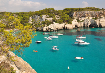 Fototapeta na wymiar Menorca island view - yachting and sailing