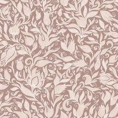 Seamless Pattern. Paisley Flowers Design Elements