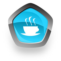 espresso blue metallic chrome web pentagon glossy icon