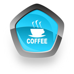 espresso blue metallic chrome web pentagon glossy icon