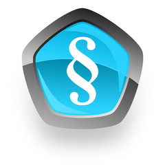 paragraph blue metallic chrome web pentagon glossy icon
