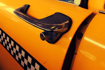 Yellow Cab Taxi, Door of Taxi with Checker