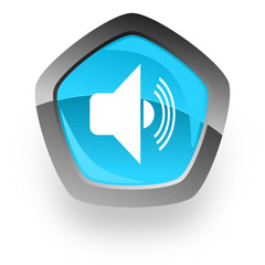 volume blue metallic chrome web pentagon glossy icon