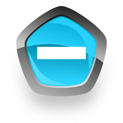 minus blue metallic chrome web pentagon glossy icon