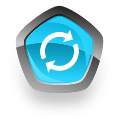 reload blue metallic chrome web pentagon glossy icon