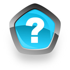 question mark blue metallic chrome web pentagon glossy icon