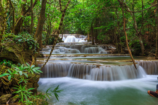 waterfall huay mae khamin in Kanchanaburi province,Thailand © shotikwang
