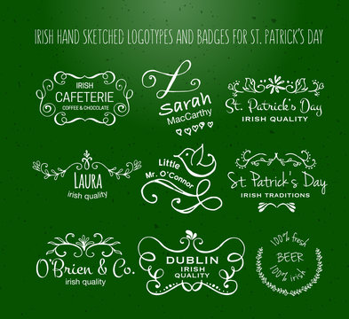 Vector Collection Of Irish Hand Drawn Logo Templates