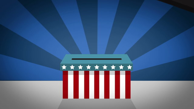 Animated motion graphic of hands placing their votes in the upcoming USA Presidential Election