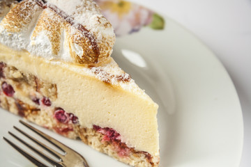 Cake Dessert And Fork On A Saucer